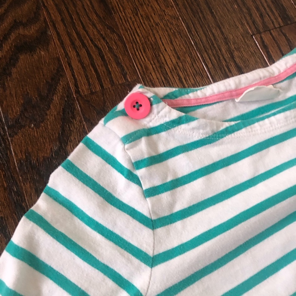 Mini Boden Girls 7-8Y Teal Blue/Off-White 3/4 Sleeved Pockets Casual Dress - Picture 8 of 9